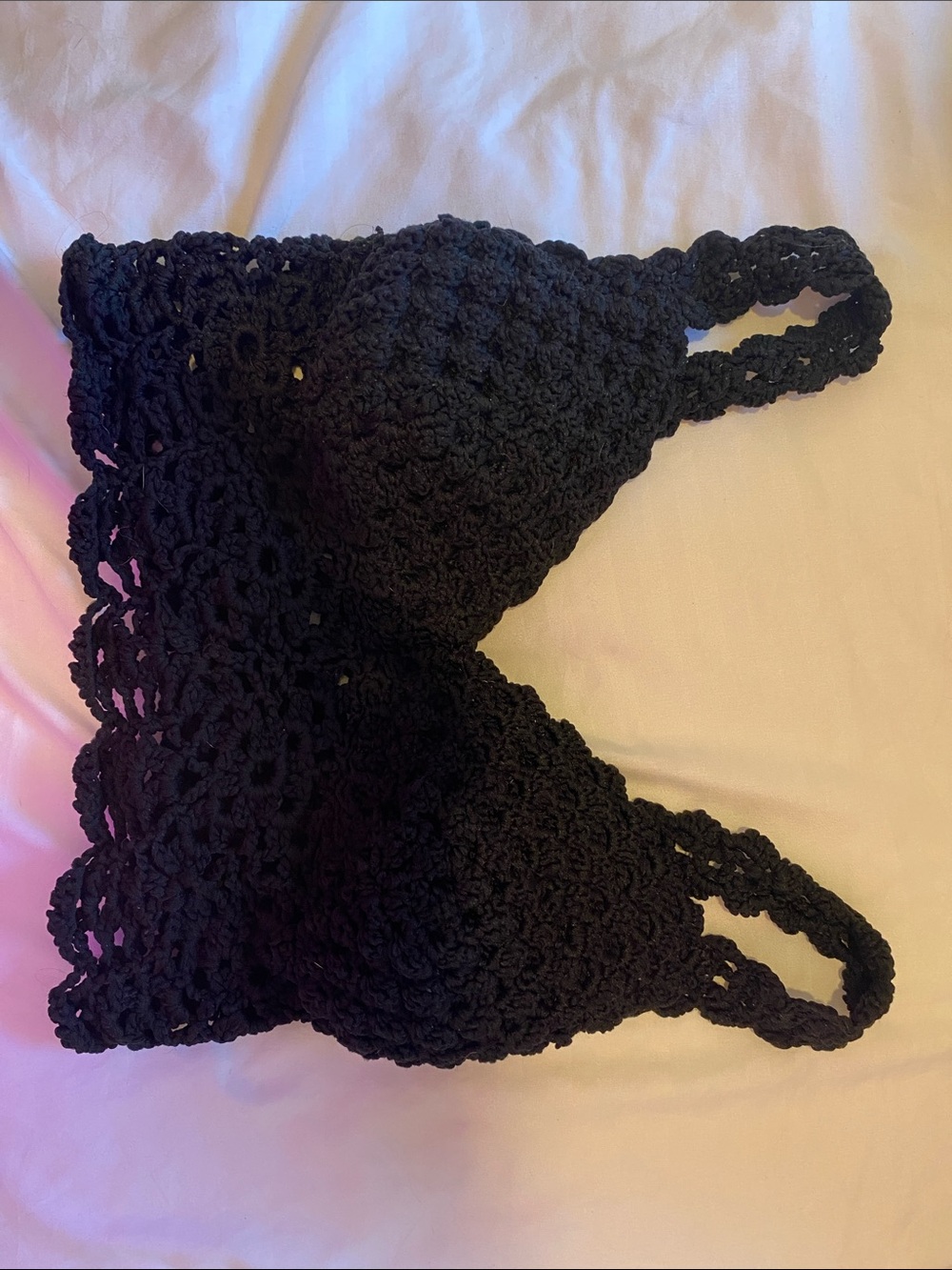 Hand-Crocheted Black Bralette